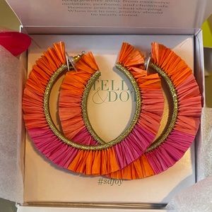 Ombré Raffia Hoop Earrings